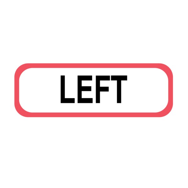 Position Labels - Left 1/2" x 1-1/2" White w/Red & Black